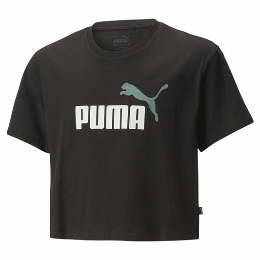 T-Shirt met Korte Mouwen voor kinderen Puma Logo Cropped  Zwart