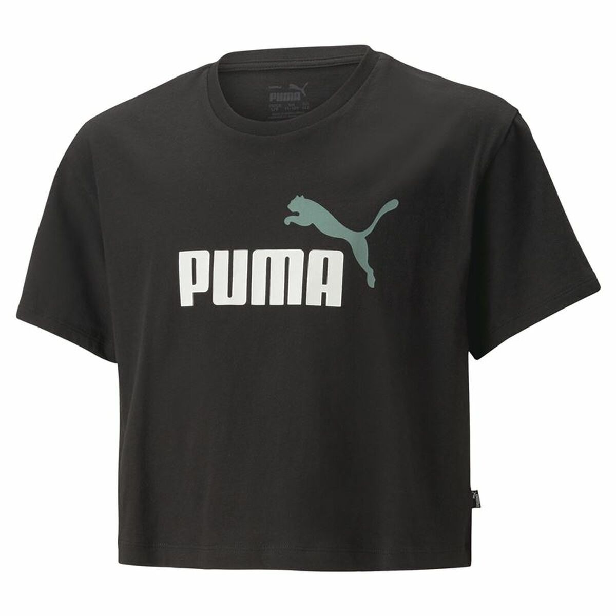 T-Shirt met Korte Mouwen voor kinderen Puma Logo Cropped  Zwart