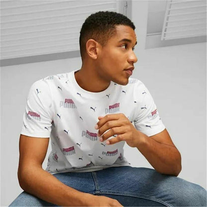 Shirt Puma  Ess+ Logo Power Wit Uniseks