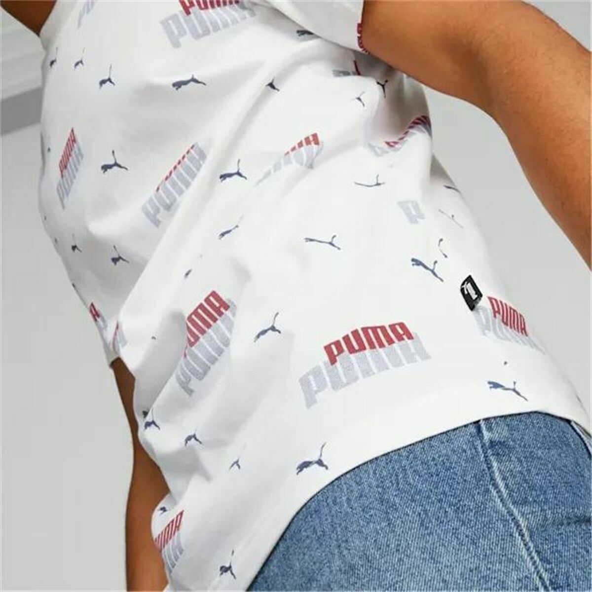 Shirt Puma  Ess+ Logo Power Wit Uniseks