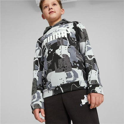 Kinderhoodie Puma Essentials+ Street Art Zwart Grijs
