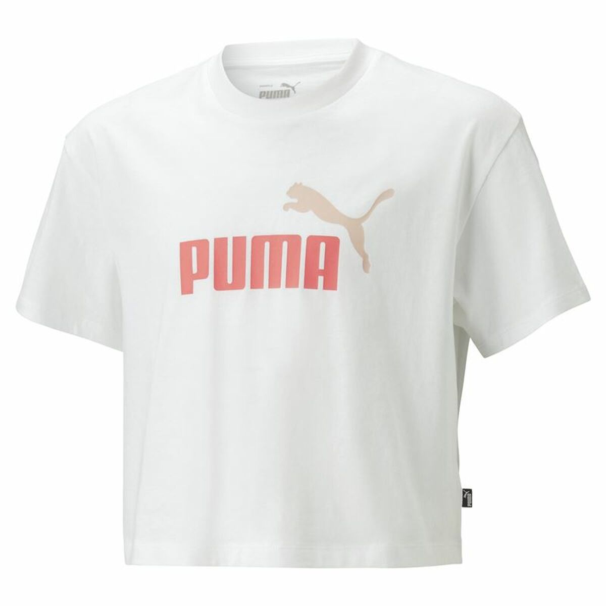 T-Shirt met Korte Mouwen voor kinderen Puma Logo Cropped  Wit