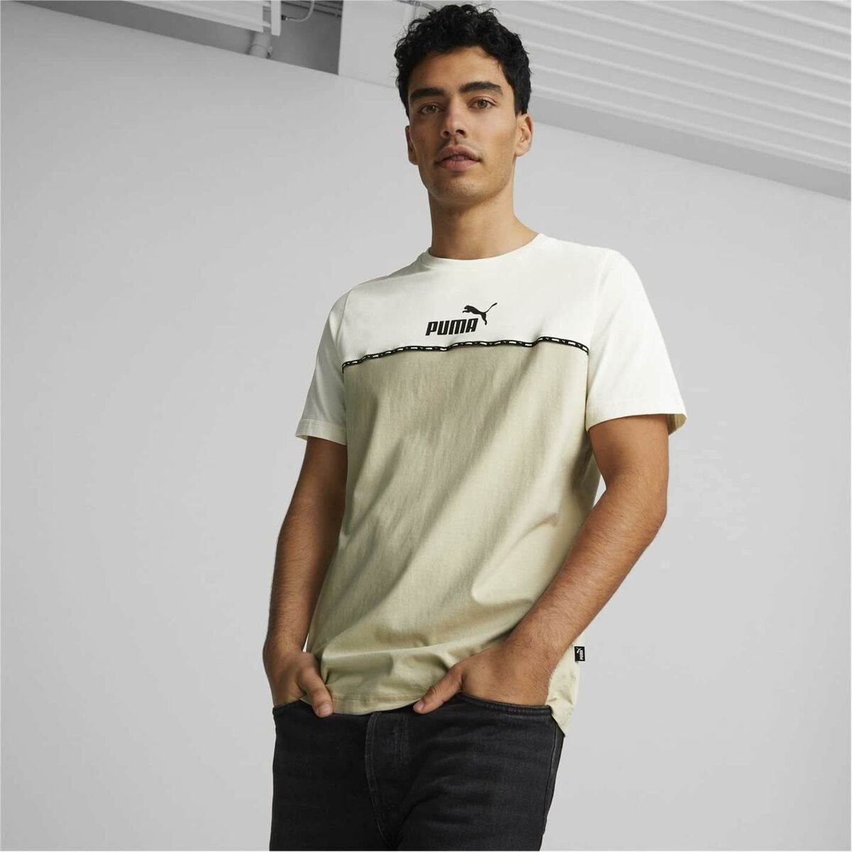 Shirt Puma Ess Block X Tape Beige Mannen