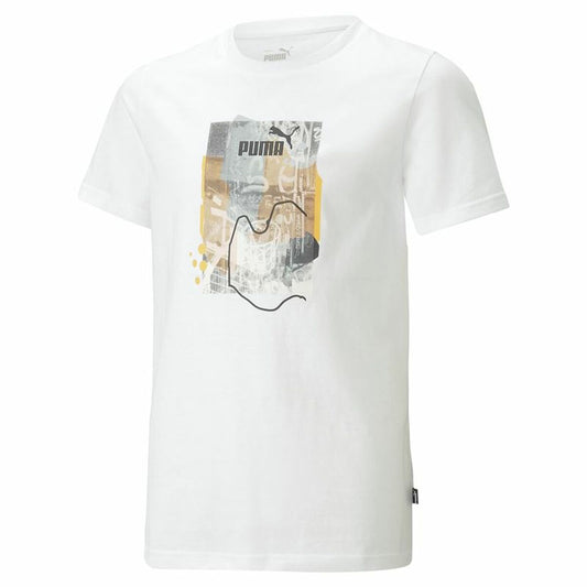 Kinder-T-Shirt met Korte Mouwen Puma Essentials+ Street Art Grap Wit