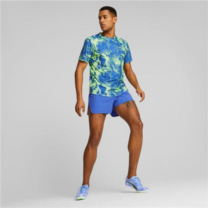 Heren-T-Shirt met Korte Mouwen Puma Run Favorite Blauw Groen