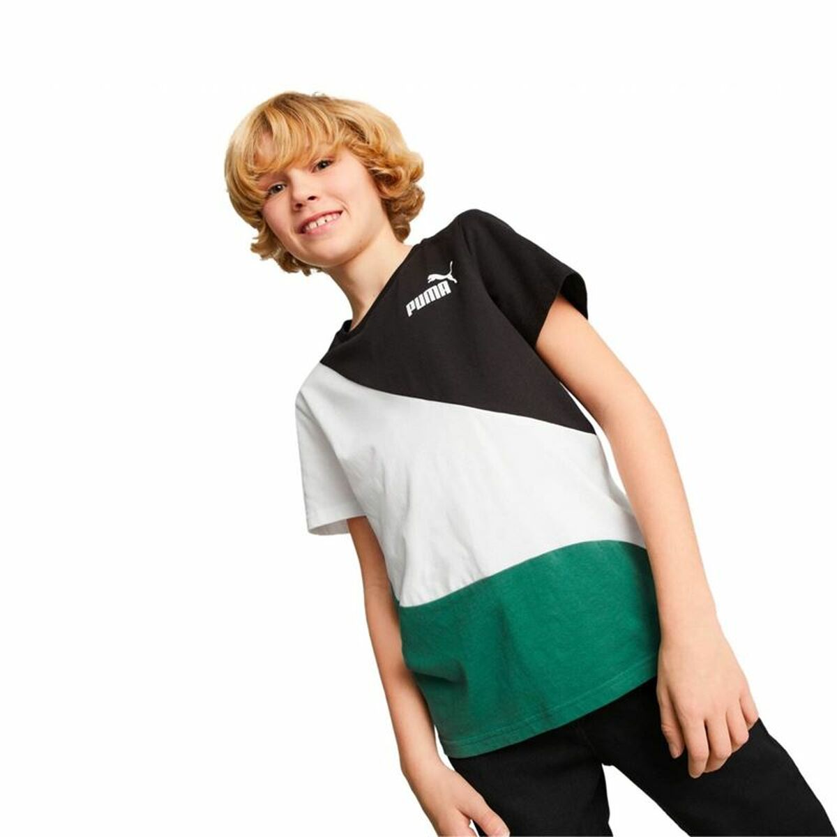 Kinder-T-Shirt met Korte Mouwen Puma Power Cat B Groen