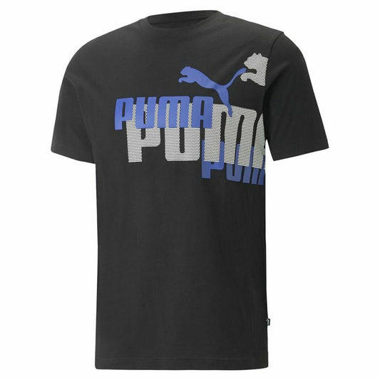 T-Shirt met Korte Mouwen Puma Ess+ Logo Power Zwart Mannen
