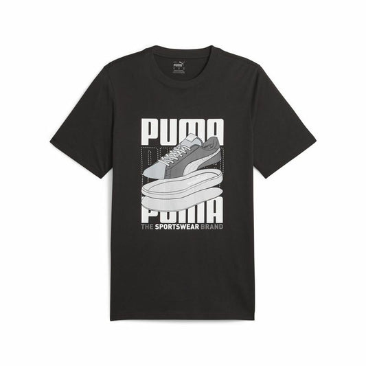 Heren-T-Shirt met Korte Mouwen Puma Graphiccs Sneaker Zwart