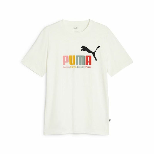 Heren-T-Shirt met Korte Mouwen Puma Ess+ Wit