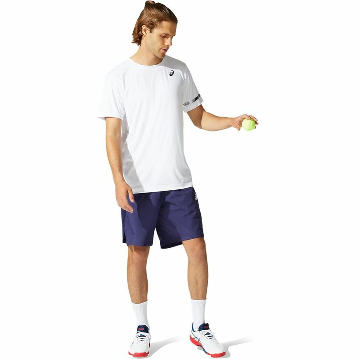 Heren-T-Shirt met Korte Mouwen Asics Court Wit