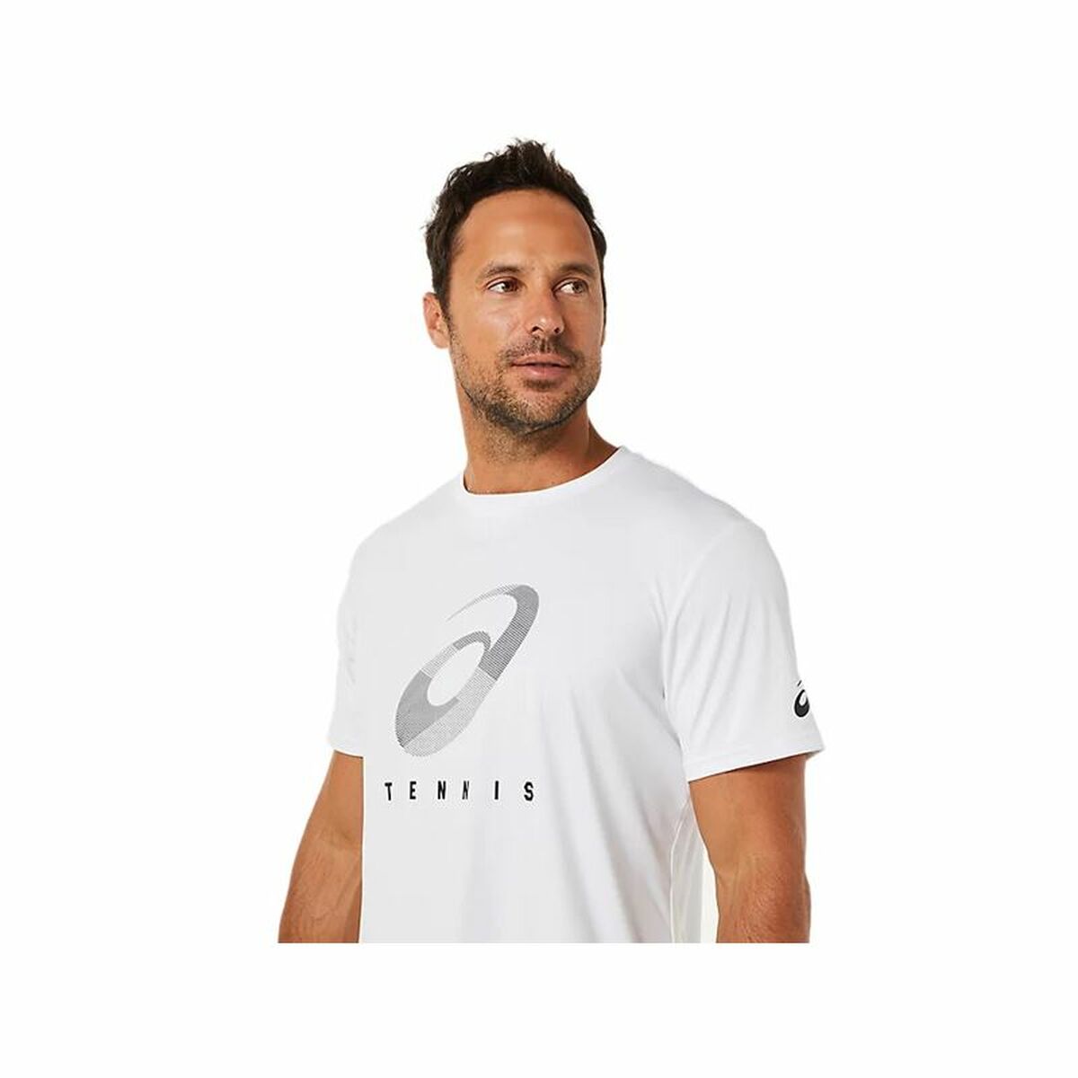 Heren-T-Shirt met Korte Mouwen Asics Court Spiral Tee Wit