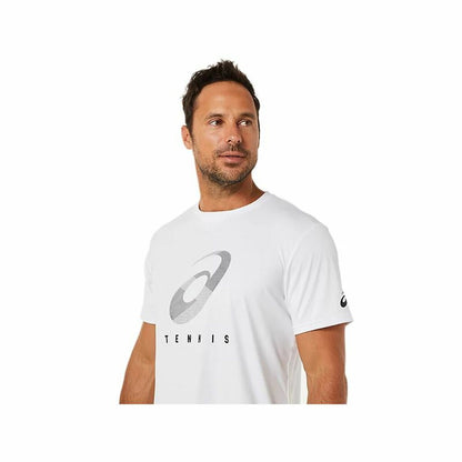 Heren-T-Shirt met Korte Mouwen Asics Court Spiral Tee Wit