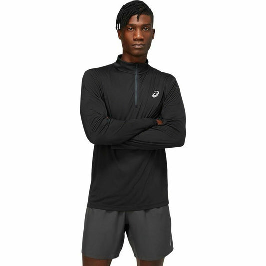 Heren-T-Shirt met Lange Mouwen Asics Core 1/2 Zwart Met ritssluiting