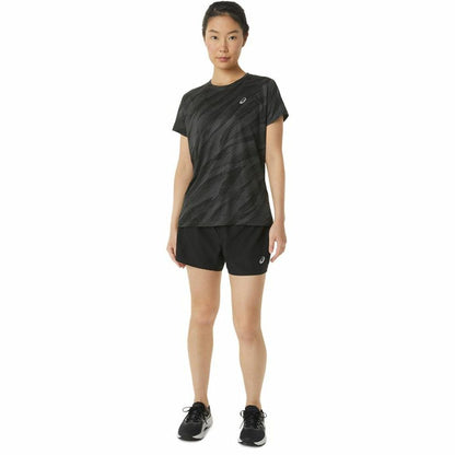 Dames-T-Shirt met Korte Mouwen Asics Core All Over Print Zwart Vrouw
