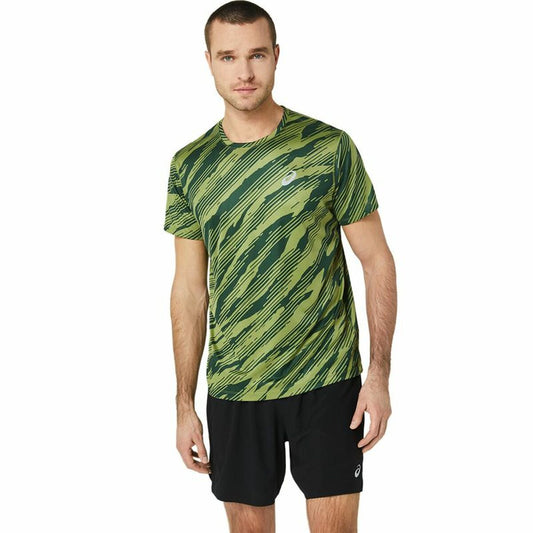 Heren-T-Shirt met Korte Mouwen Asics Core All Over Print Ss  Groen