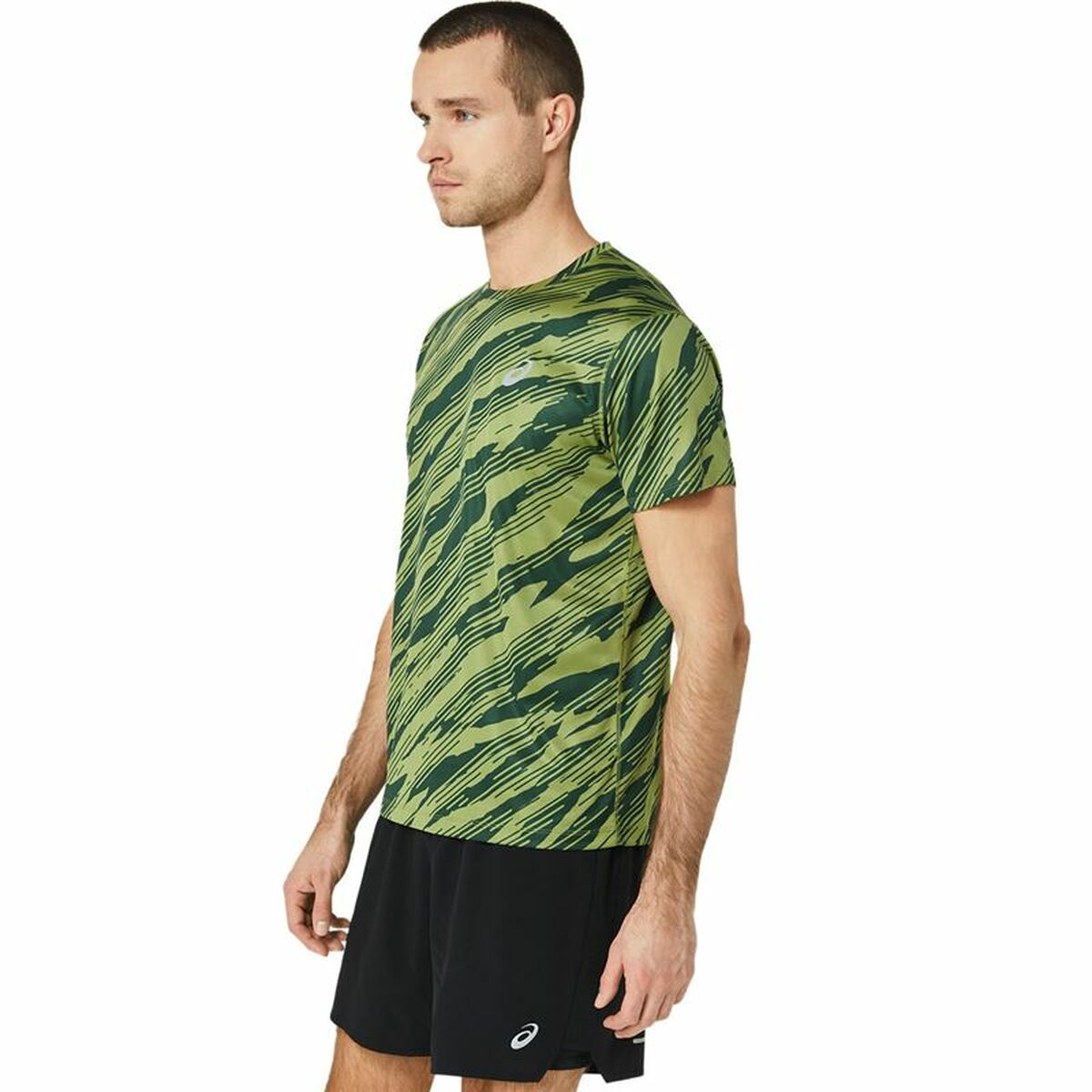 Heren-T-Shirt met Korte Mouwen Asics Core All Over Print Ss  Groen