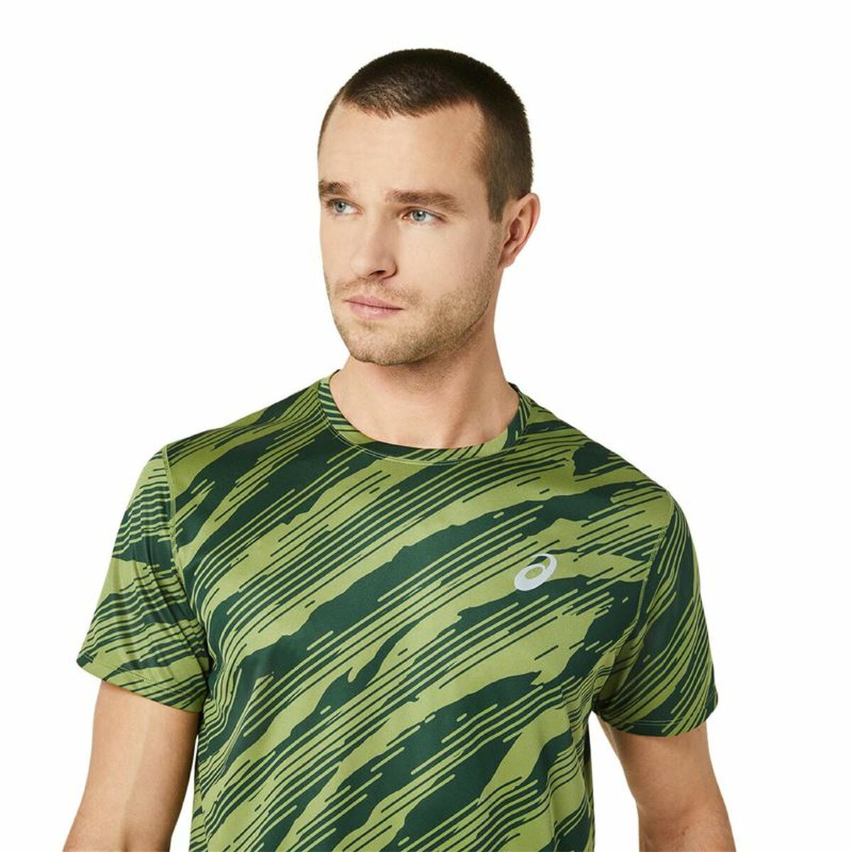 Heren-T-Shirt met Korte Mouwen Asics Core All Over Print Ss  Groen