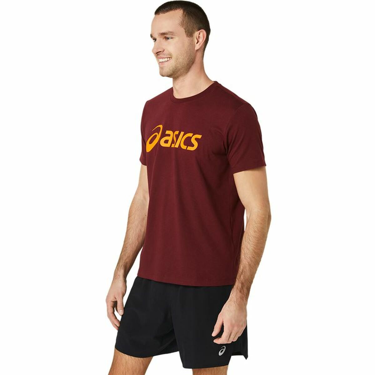 Heren-T-Shirt met Korte Mouwen Asics  ASICS Big Logo Donkerrood