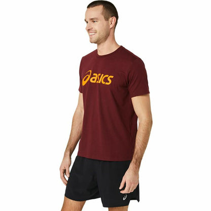 Heren-T-Shirt met Korte Mouwen Asics  ASICS Big Logo Donkerrood