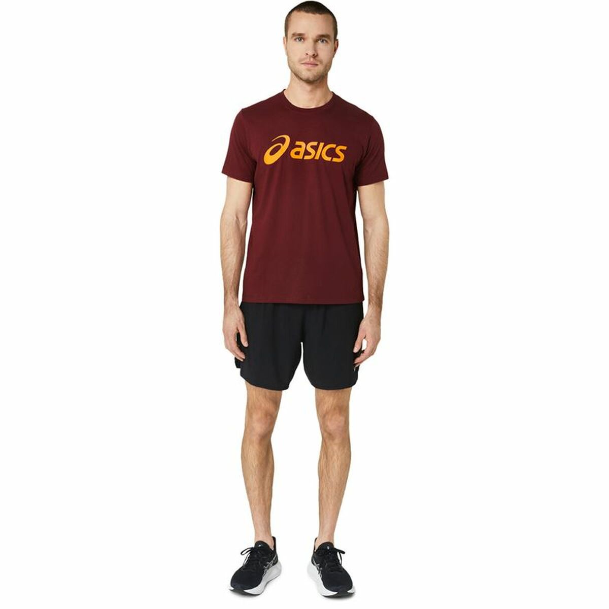 Heren-T-Shirt met Korte Mouwen Asics  ASICS Big Logo Donkerrood
