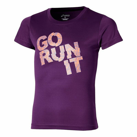 T-Shirt met Korte Mouwen voor kinderen Asics  Graphic Go Run It  Paars