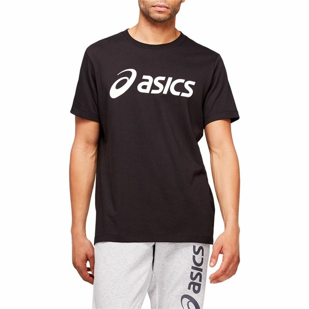 Heren-T-Shirt met Korte Mouwen Asics Big Logo Zwart
