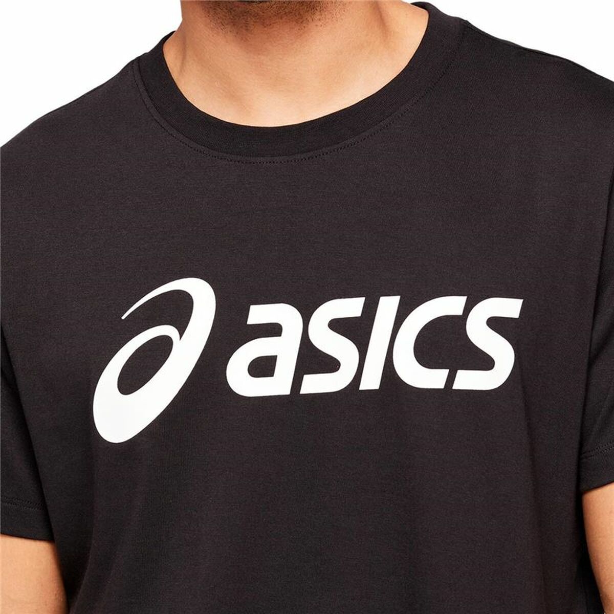 Heren-T-Shirt met Korte Mouwen Asics Big Logo Zwart