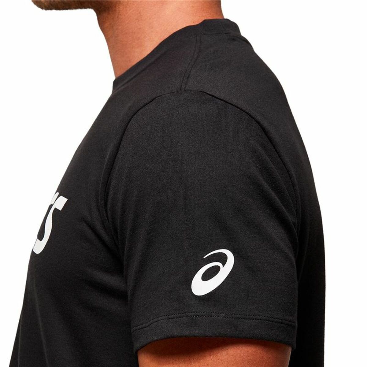 Heren-T-Shirt met Korte Mouwen Asics Big Logo Zwart