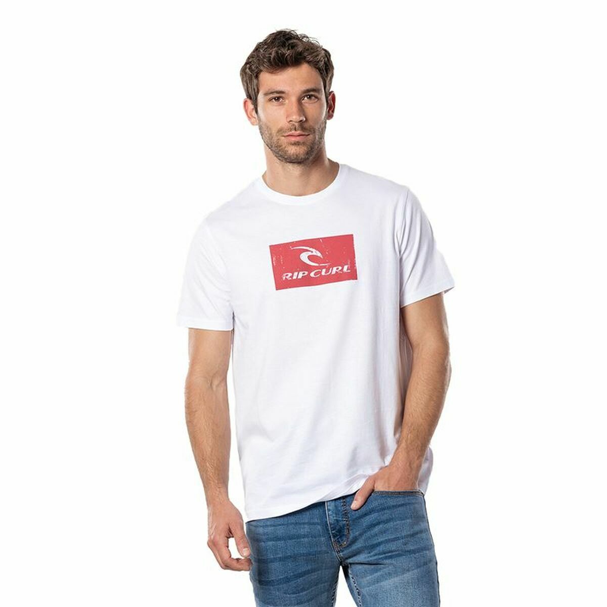 Heren-T-Shirt met Korte Mouwen Rip Curl Hallmark Wit Mannen