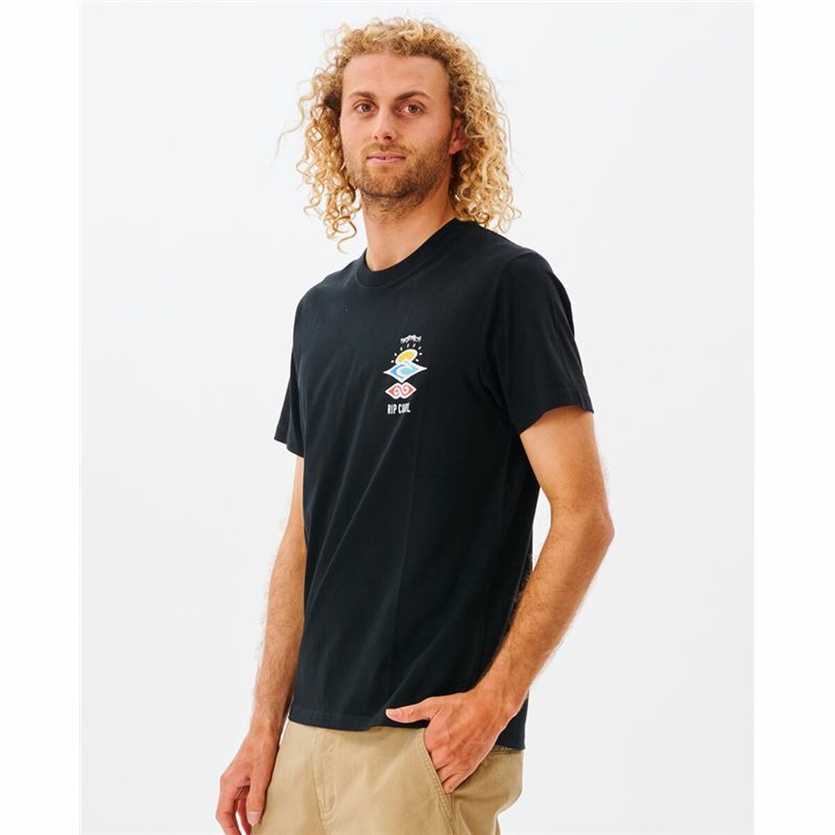 Heren-T-Shirt met Korte Mouwen Rip Curl Search Essential Zwart