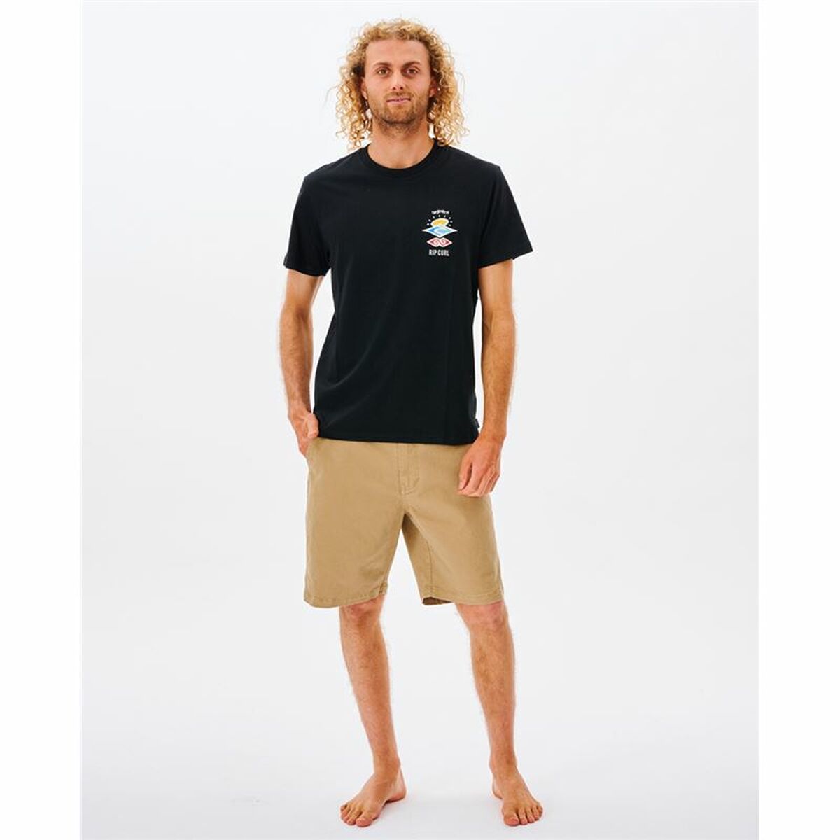 Heren-T-Shirt met Korte Mouwen Rip Curl Search Essential Zwart