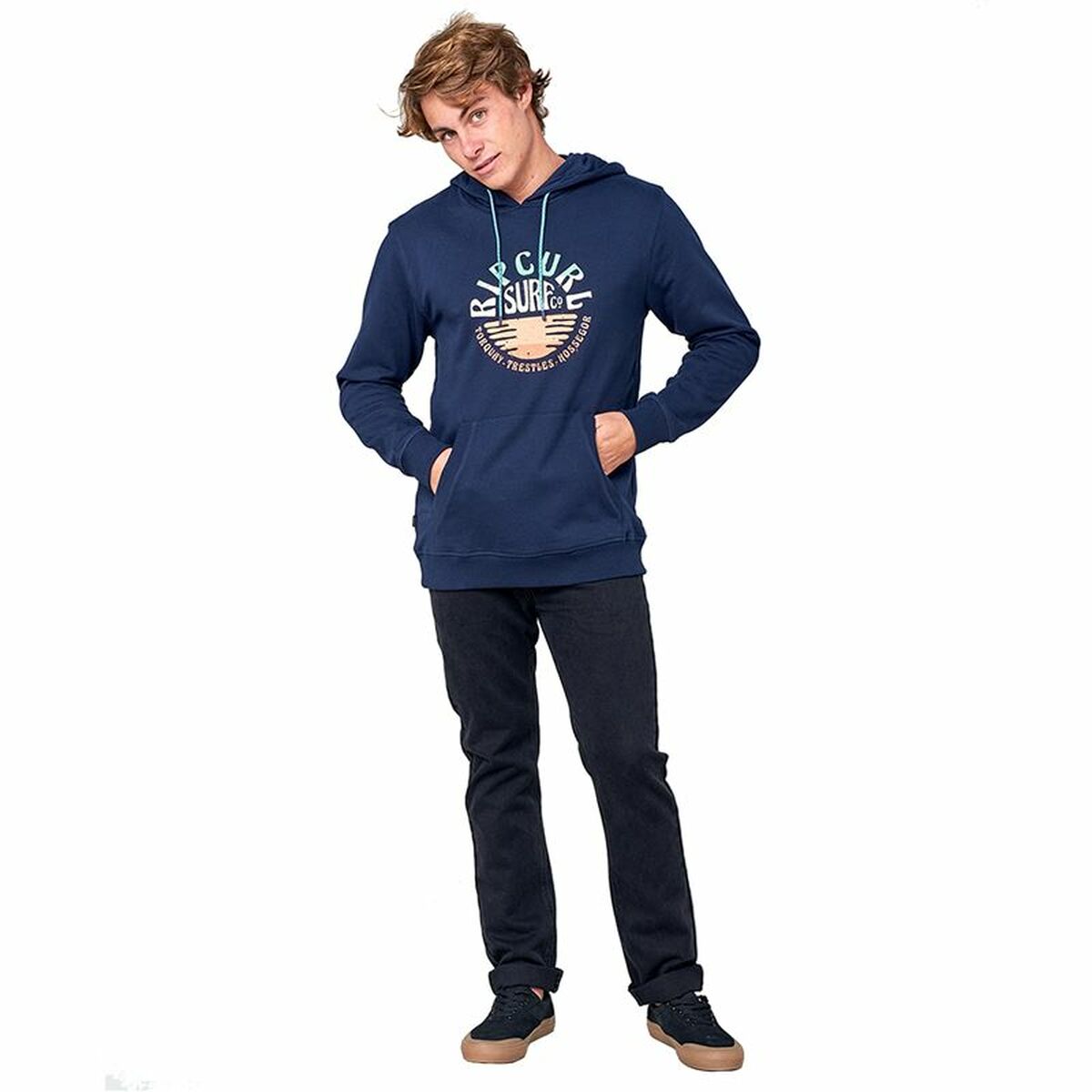 Herenhoodie Rip Curl Down The Line Pop Over Donkerblauw