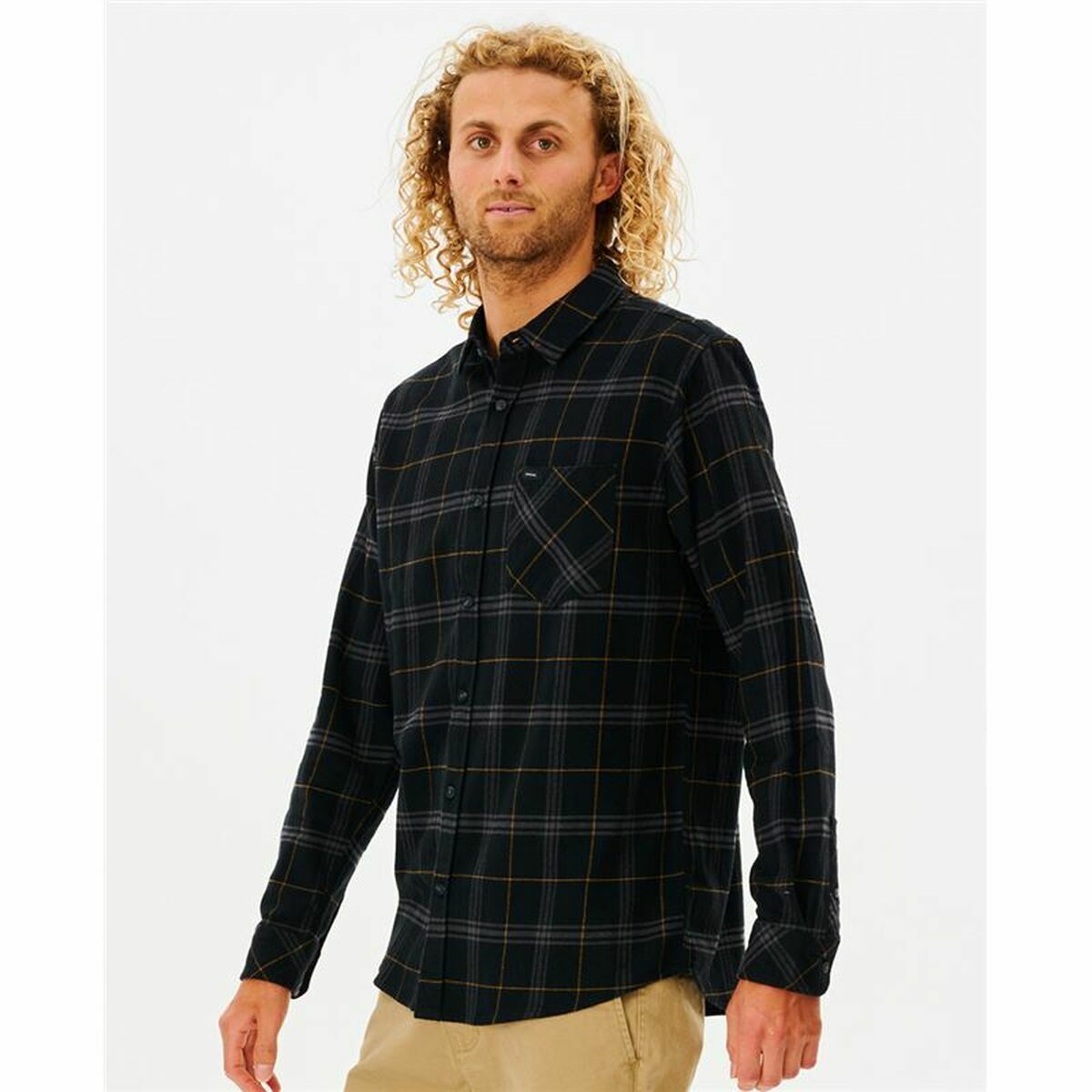 Herenshirt met Lange Mouwen Rip Curl Checked in Flannel Franela Zwart