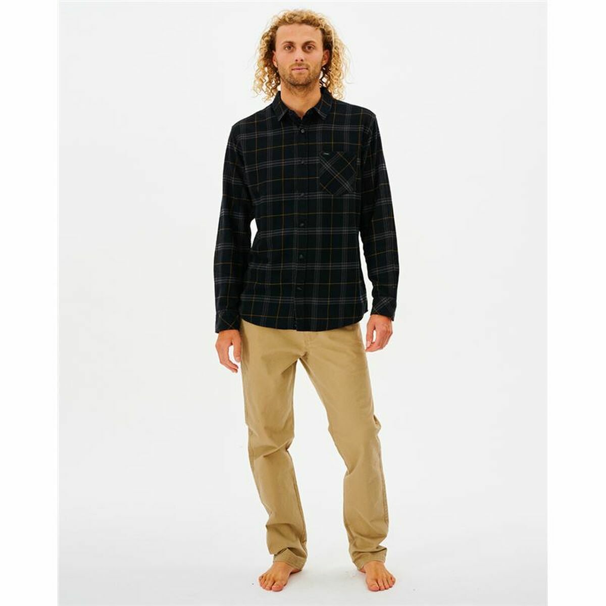 Herenshirt met Lange Mouwen Rip Curl Checked in Flannel Franela Zwart