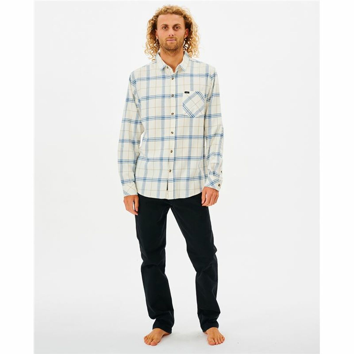 Herenshirt met Lange Mouwen Rip Curl Checked in Flannel Franela Wit