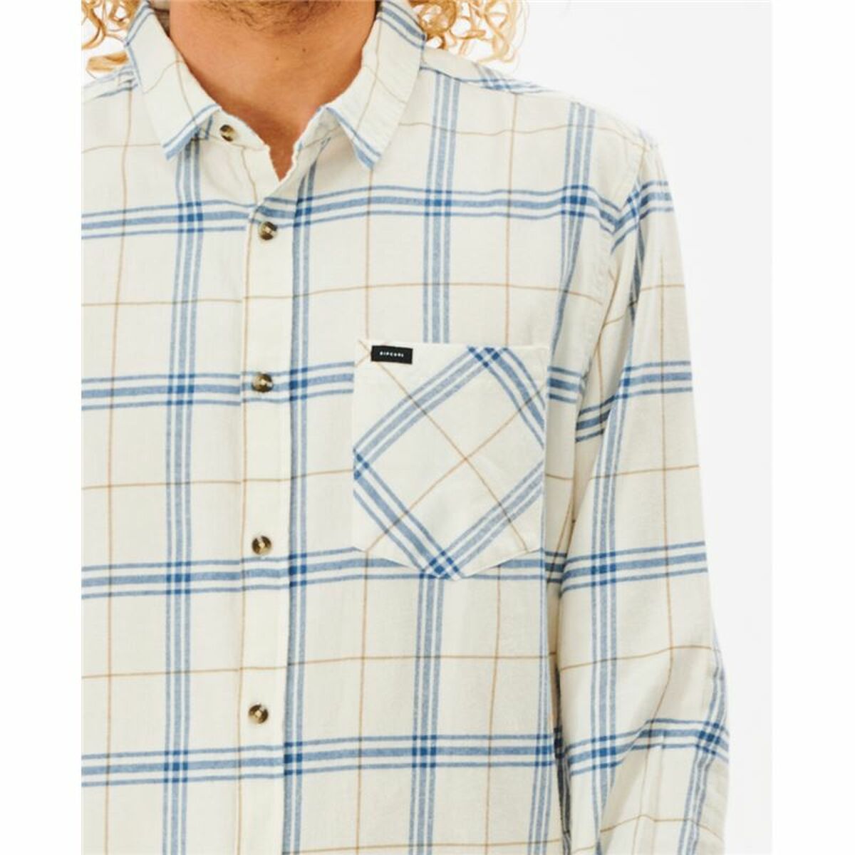 Herenshirt met Lange Mouwen Rip Curl Checked in Flannel Franela Wit