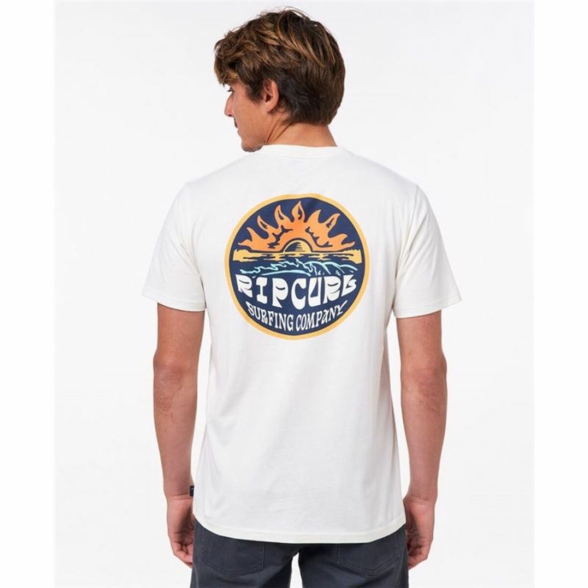 Heren-T-Shirt met Korte Mouwen Rip Curl Down The Line Wit Mannen