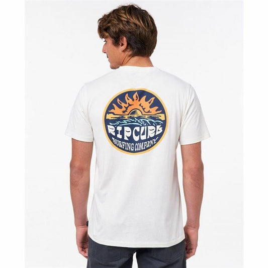 Heren-T-Shirt met Korte Mouwen Rip Curl Down The Line Wit Mannen