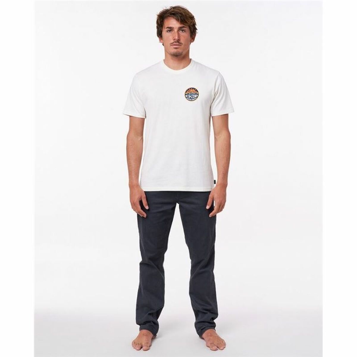 Heren-T-Shirt met Korte Mouwen Rip Curl Down The Line Wit Mannen