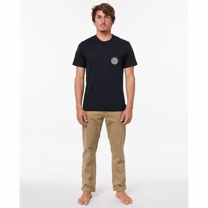Heren-T-Shirt met Korte Mouwen Rip Curl Horizon Badge Zwart Mannen