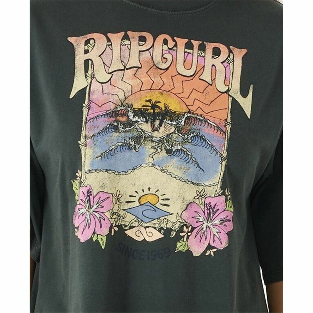 Dames-T-Shirt met Korte Mouwen Rip Curl Barrelled Heritage Zwart
