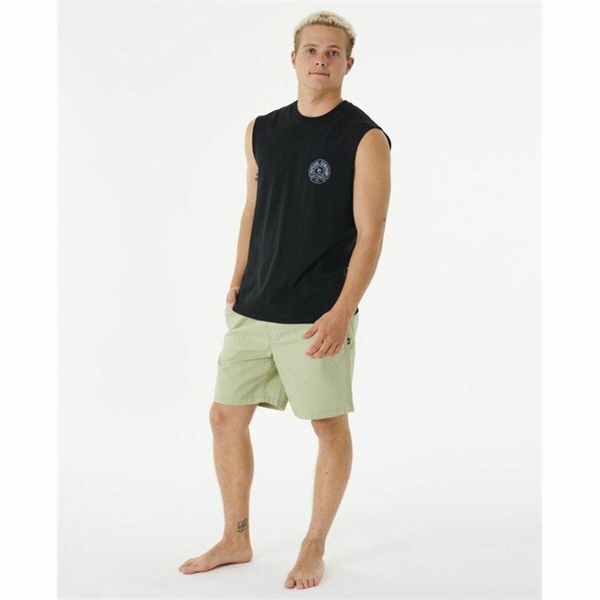 Heren Mouwloos T-shirt Rip Curl Stapler Muscle Zwart Mannen