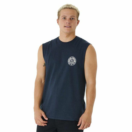 Heren Mouwloos T-shirt Rip Curl Stapler Muscle Marineblauw Mannen