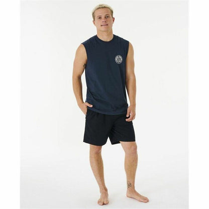 Heren Mouwloos T-shirt Rip Curl Stapler Muscle Marineblauw Mannen