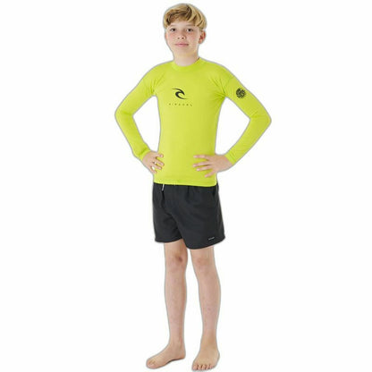 Shirt Rip Curl Corps L/S Rash Vest  Geel Branding Lycra