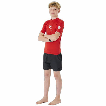 Kinder-T-Shirt met Korte Mouwen Rip Curl Corps L/S Rash Vest  Rood Lycra Branding