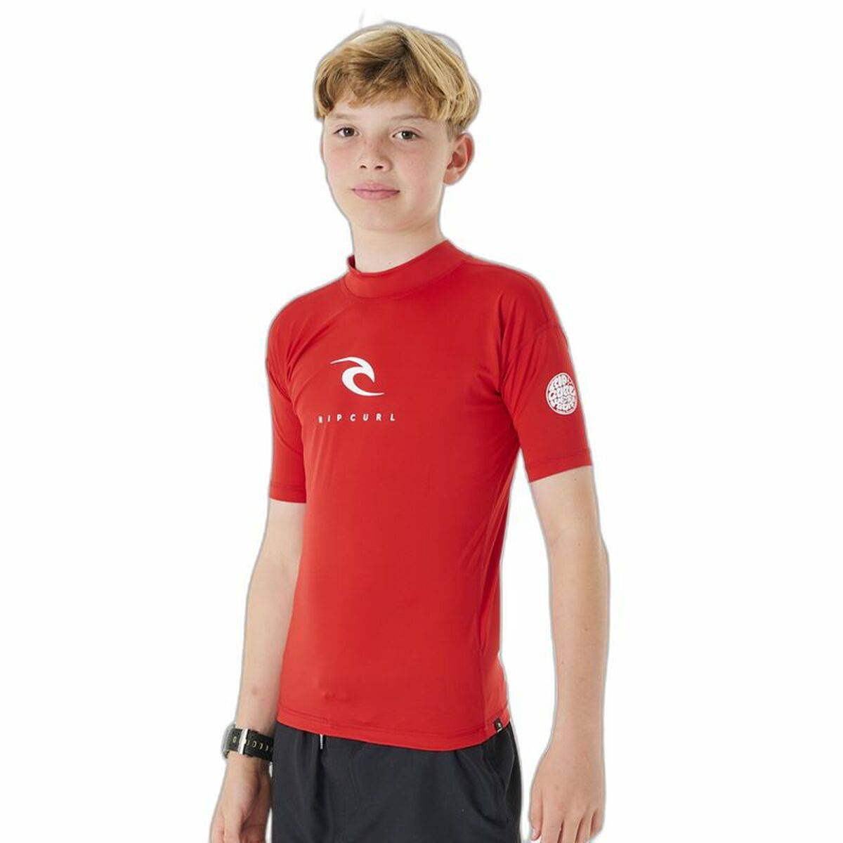 Kinder-T-Shirt met Korte Mouwen Rip Curl Corps L/S Rash Vest  Rood Lycra Branding