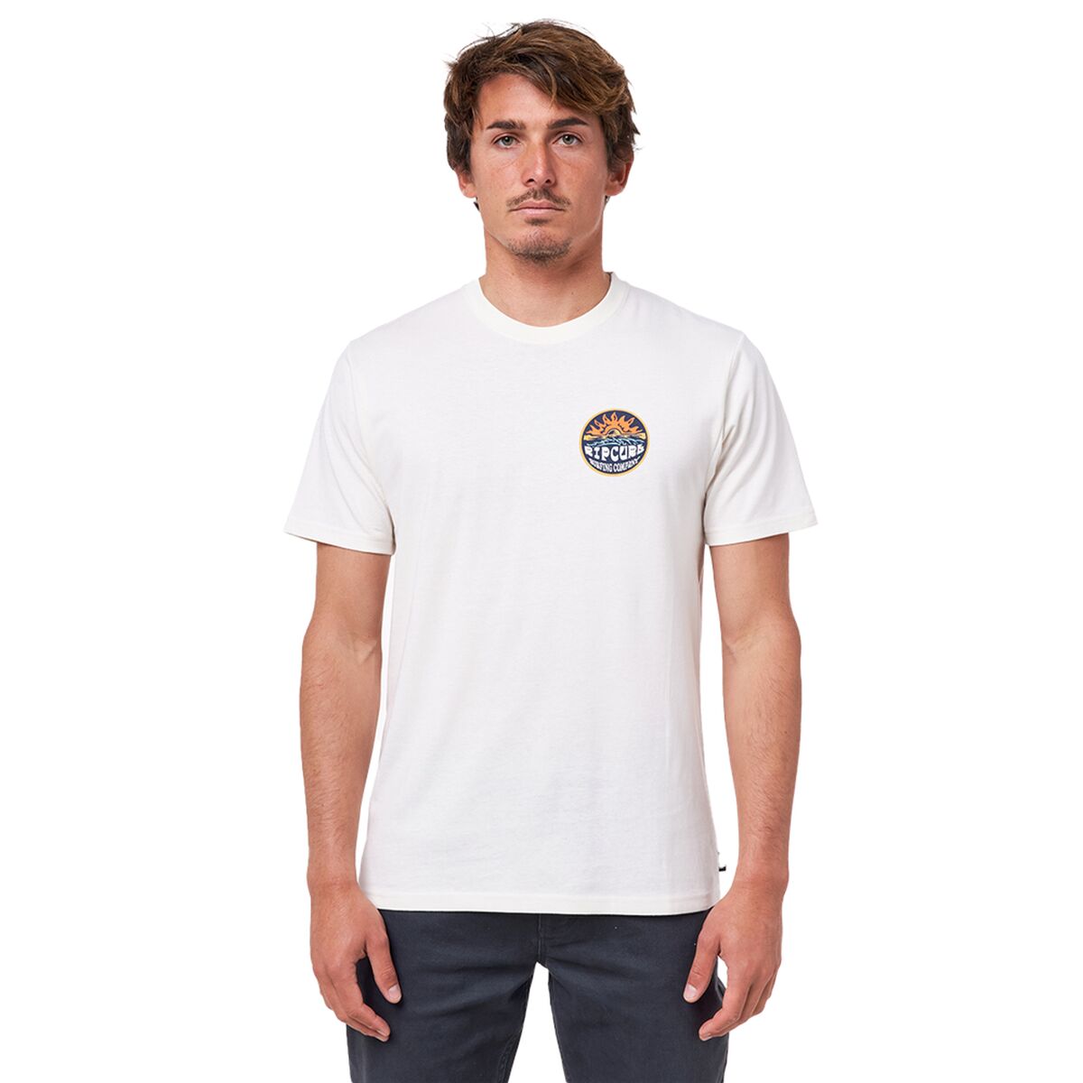 Heren-T-Shirt met Korte Mouwen Rip Curl Down The Line Wit Mannen