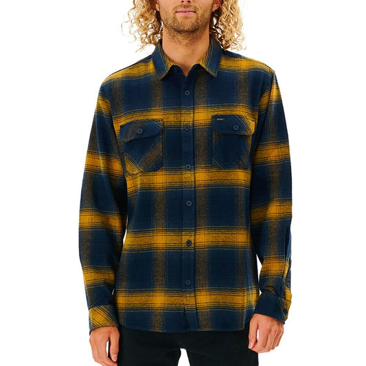 Herenshirt met Lange Mouwen Rip Curl Count Geel Blauw Franela